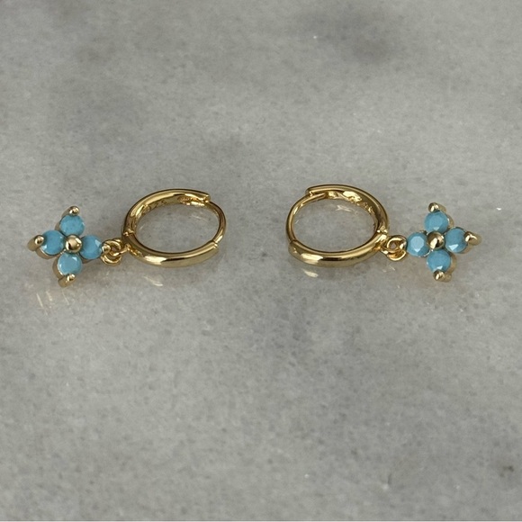 Modest Lu Jewelry - COPY - Gold Turquoise Crystal Huggie Hoop Dangle Earrings 

Brand New